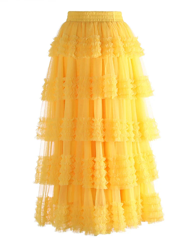 Romantic Ruffles Pull-on Midi Skirt