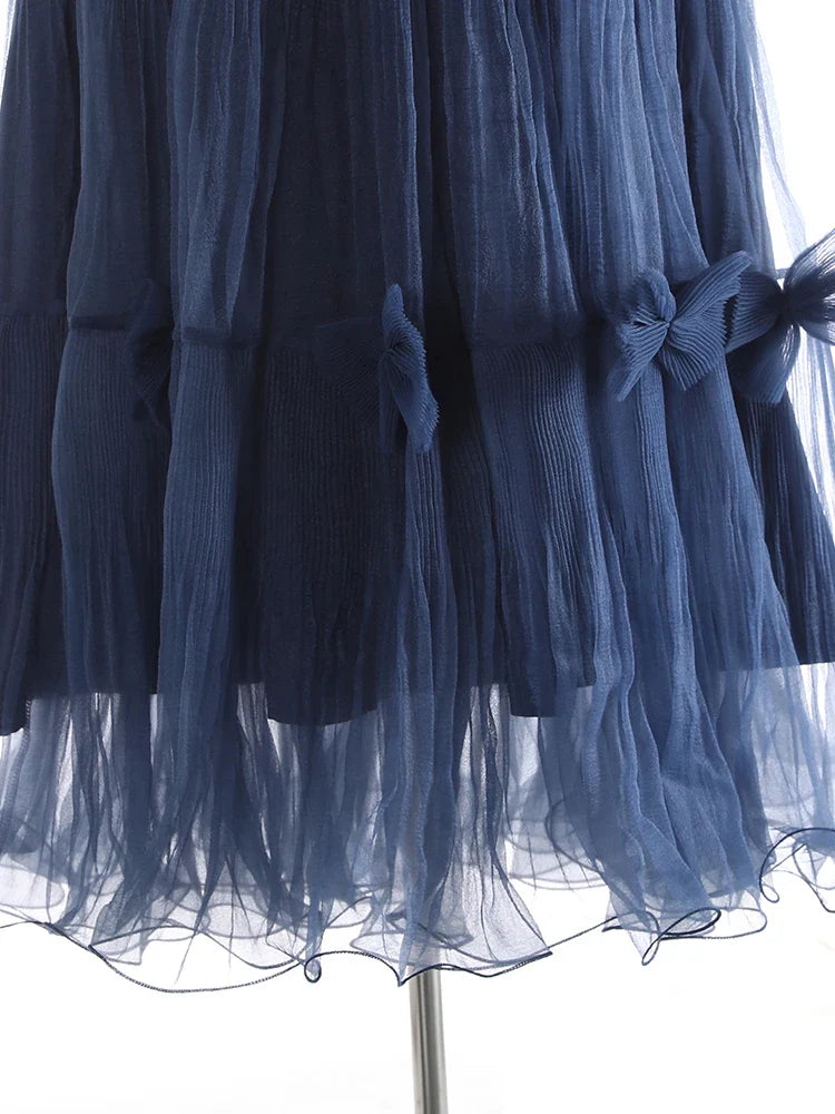 Luxe Pleated Tulle Midi Skirt