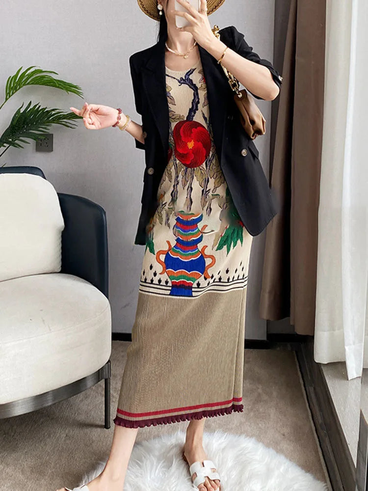Luxury Pleated Sleeveless Dress