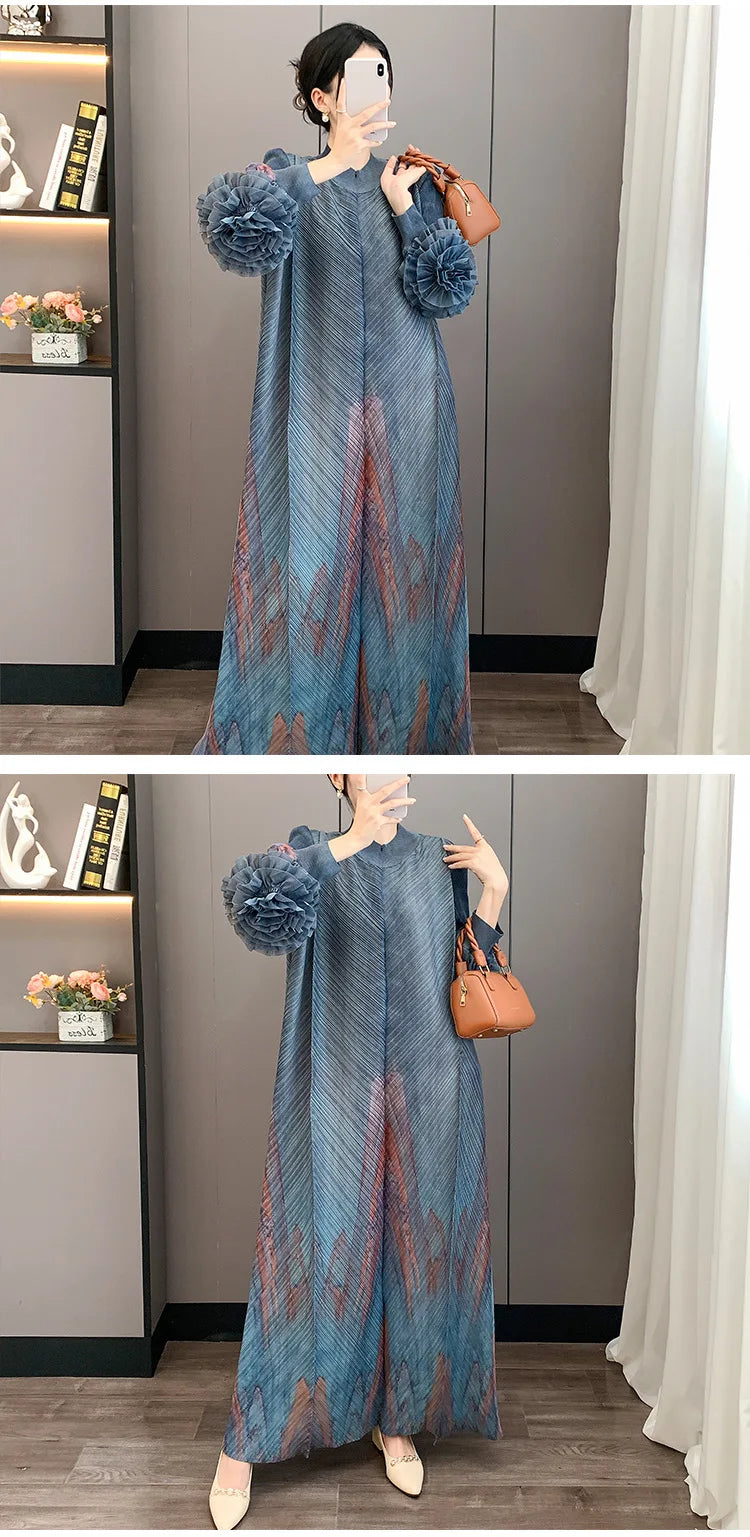 Luxury Ruffle Floral Pleat Dress