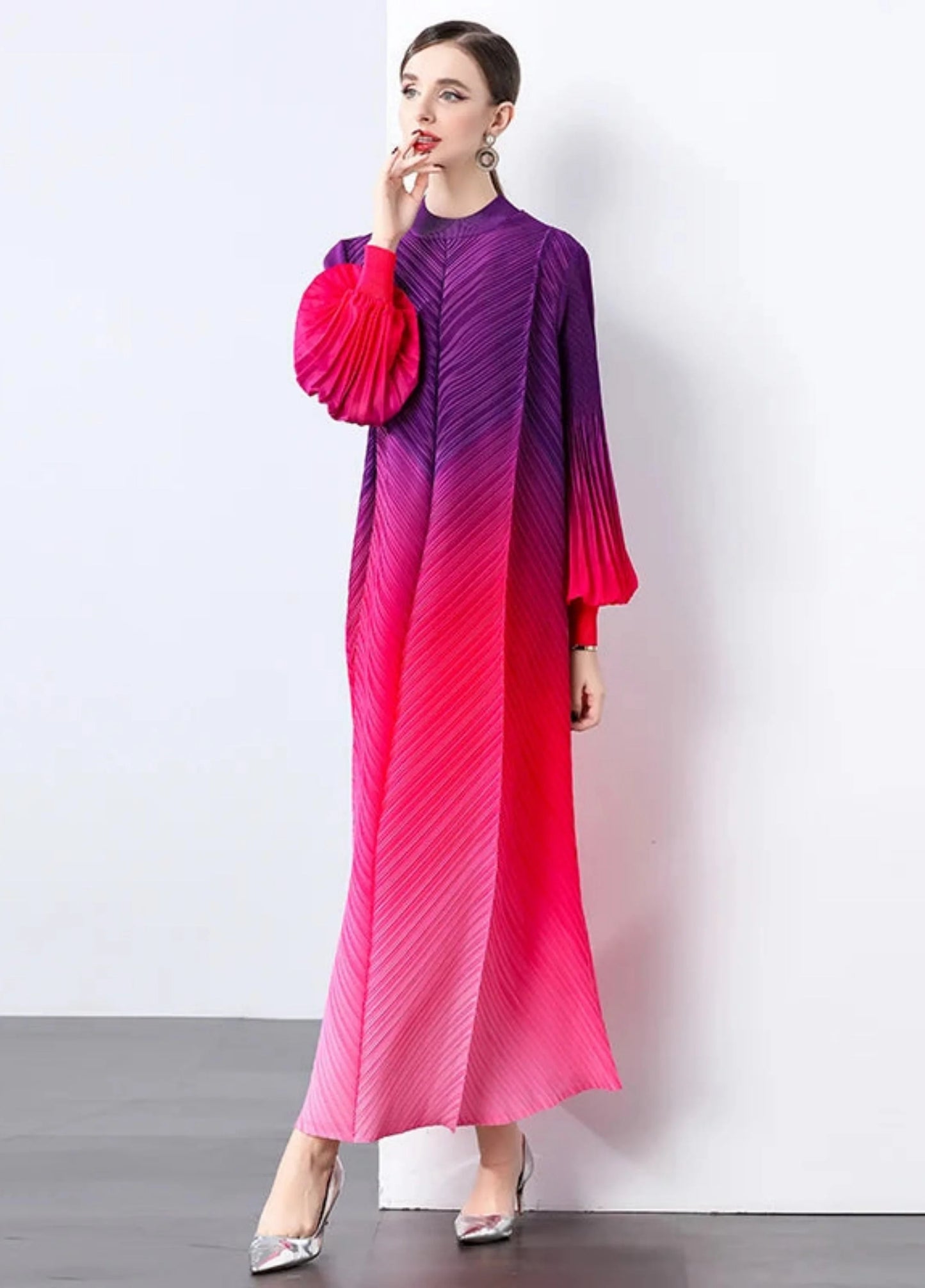Oversized Plissé Pleated Dress