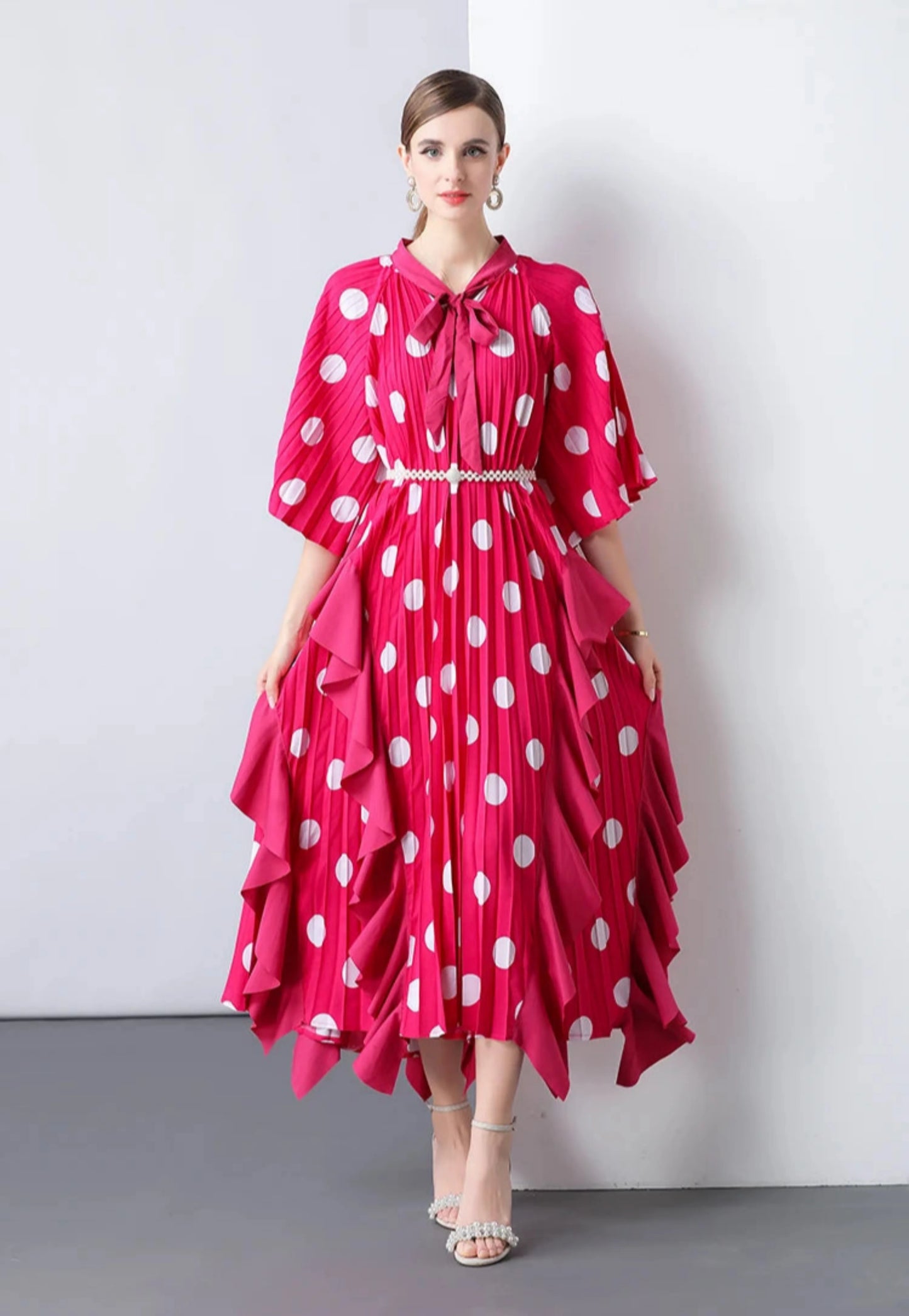 Everyday Plissé Polka Dot Dress