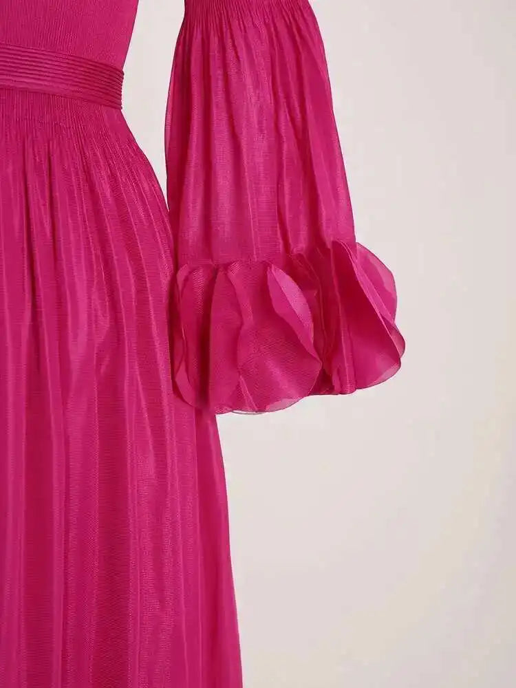 Elegant Fringe Hem Plissé Dress