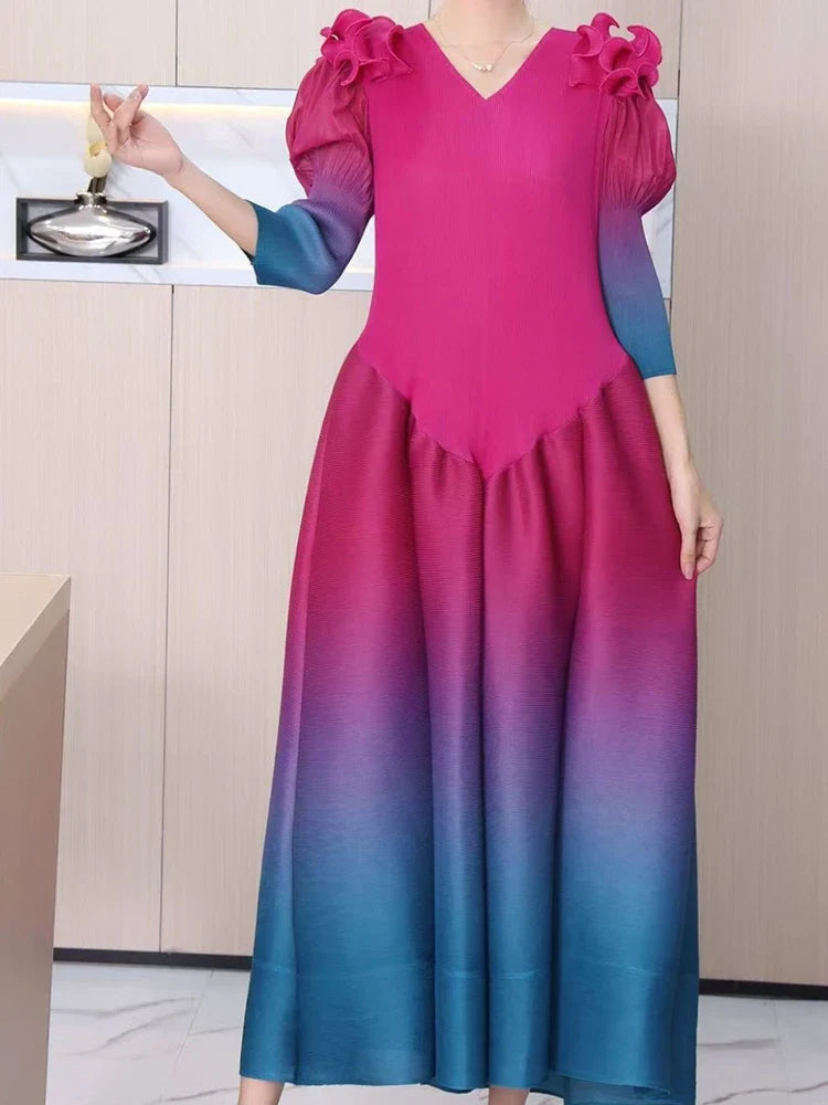 Luxury Ombre Pleated Dress
