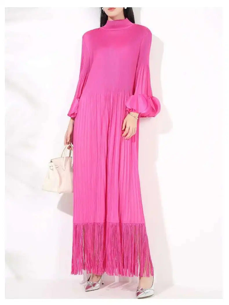 Luxury Plisse Tassel Fringe Dress