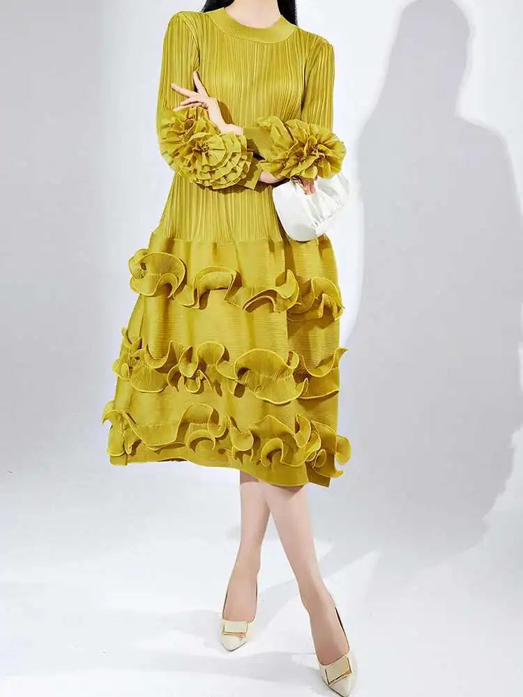 Luxury Plissé Pleated Cocktail Dress
