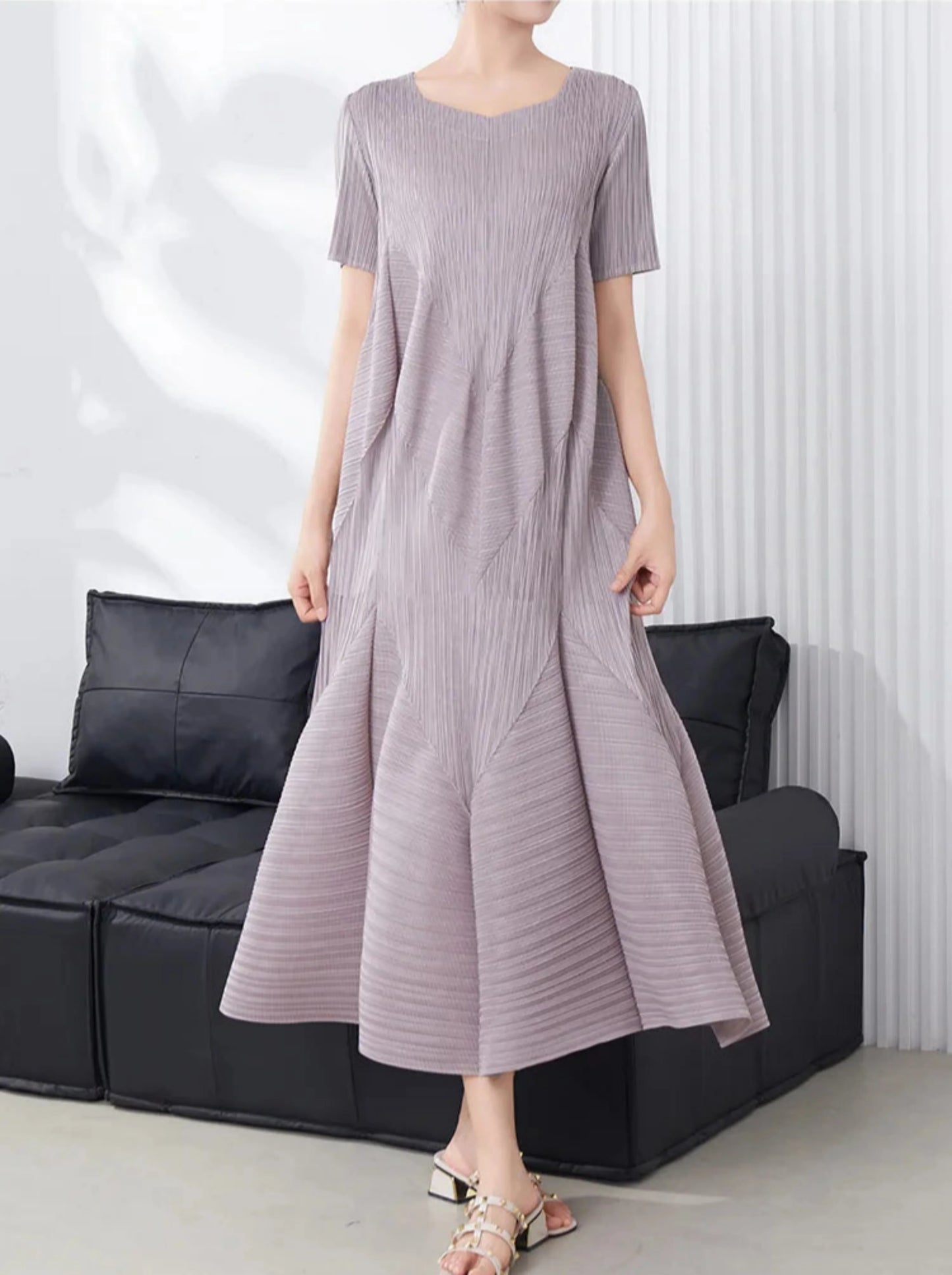Truly Pleated Short Sleeve Dress
