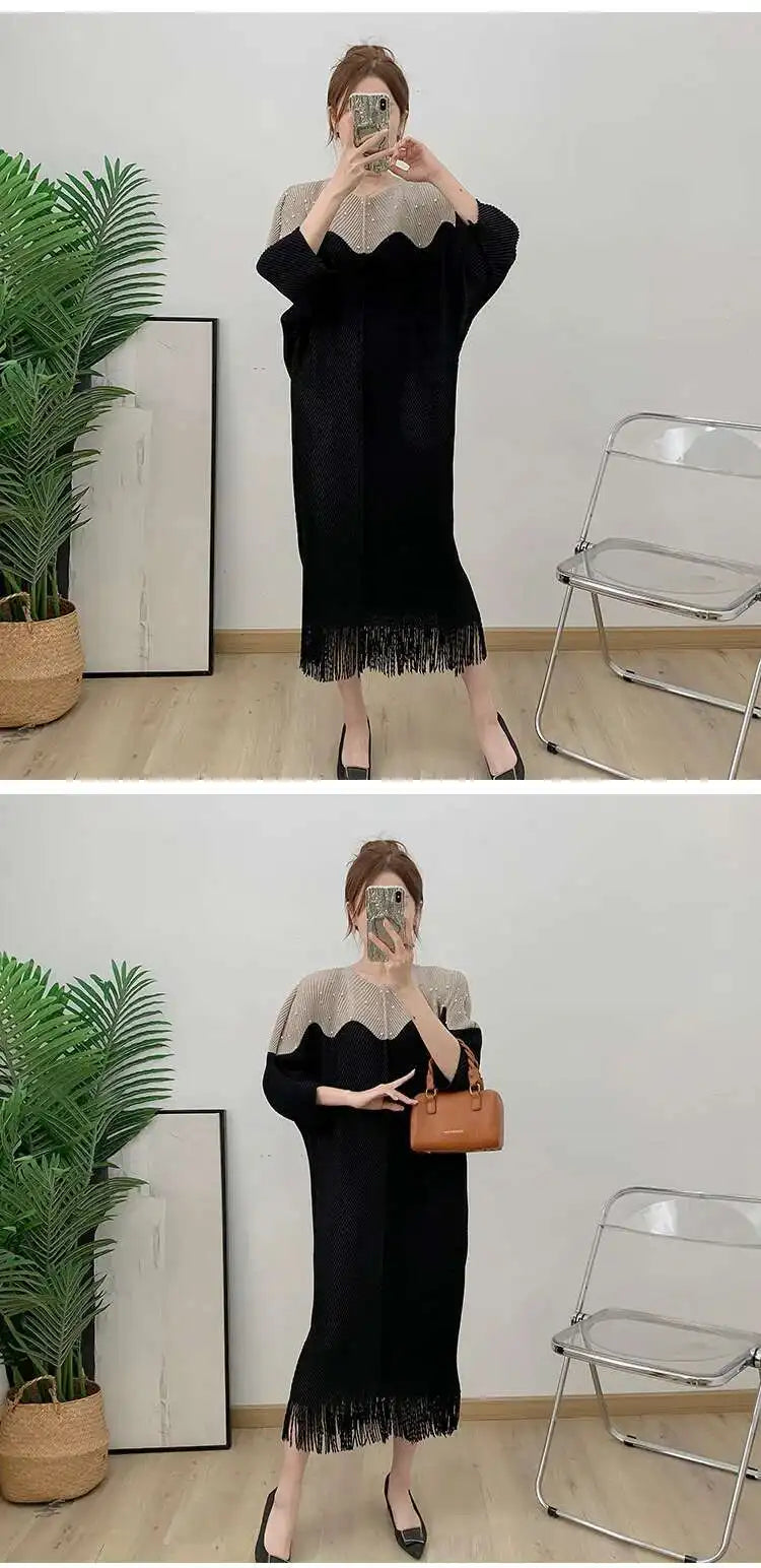 Luxury Plissé Dress with Tassel
