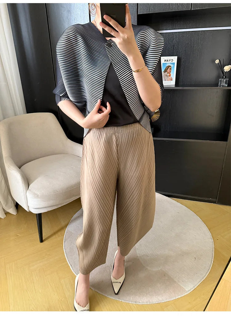 Japanese Pleated Trousers - Pull-On, Modern Cropped