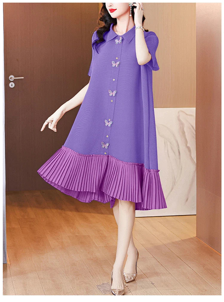 Flowy Pleated Butterfly Dress