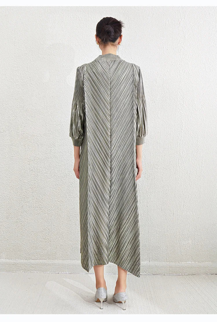 Luxe Pleated Bishop Sleeve Dress