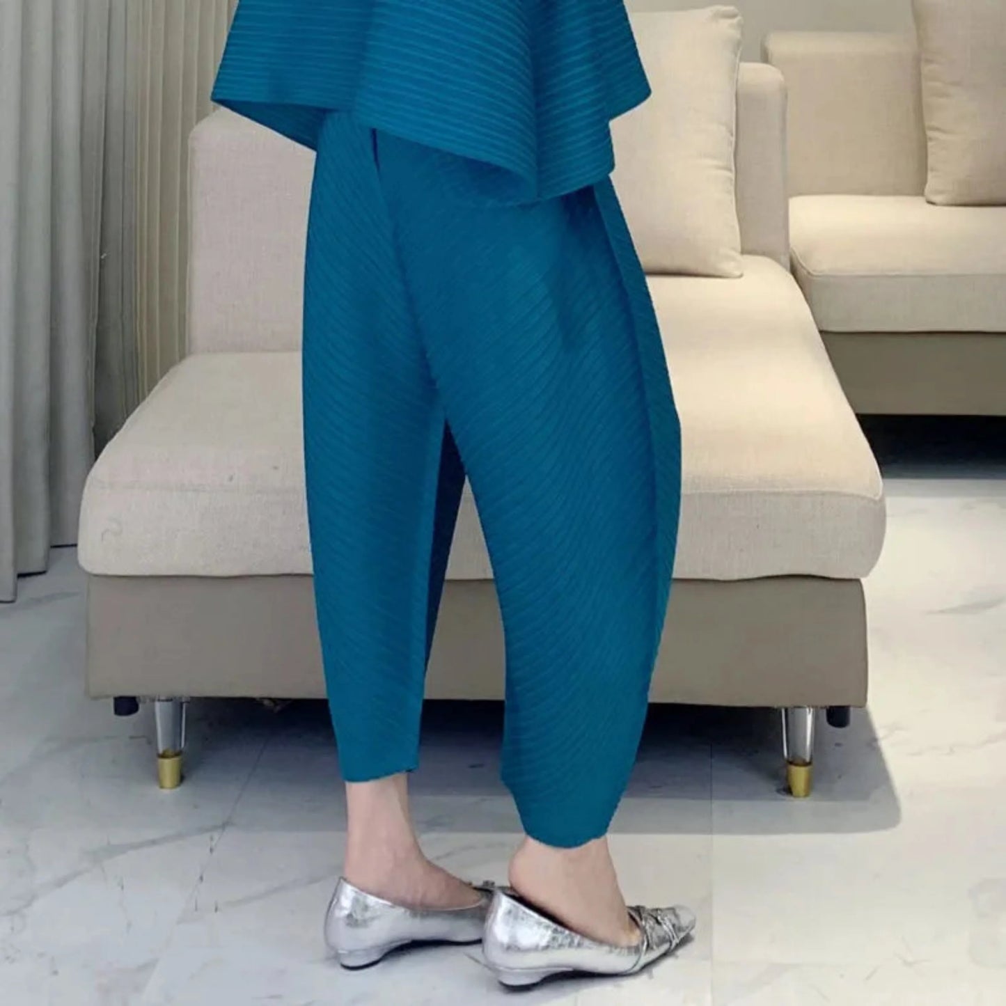 Plissé Pleated Palazzo Pants