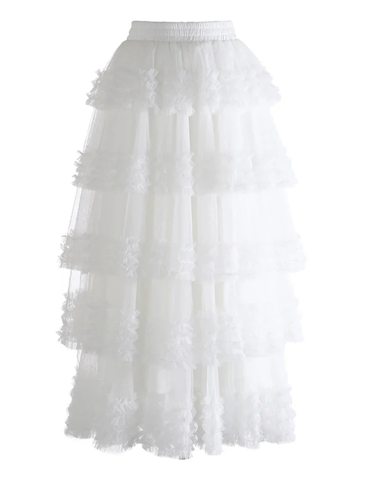 Romantic Ruffles Pull-on Midi Skirt