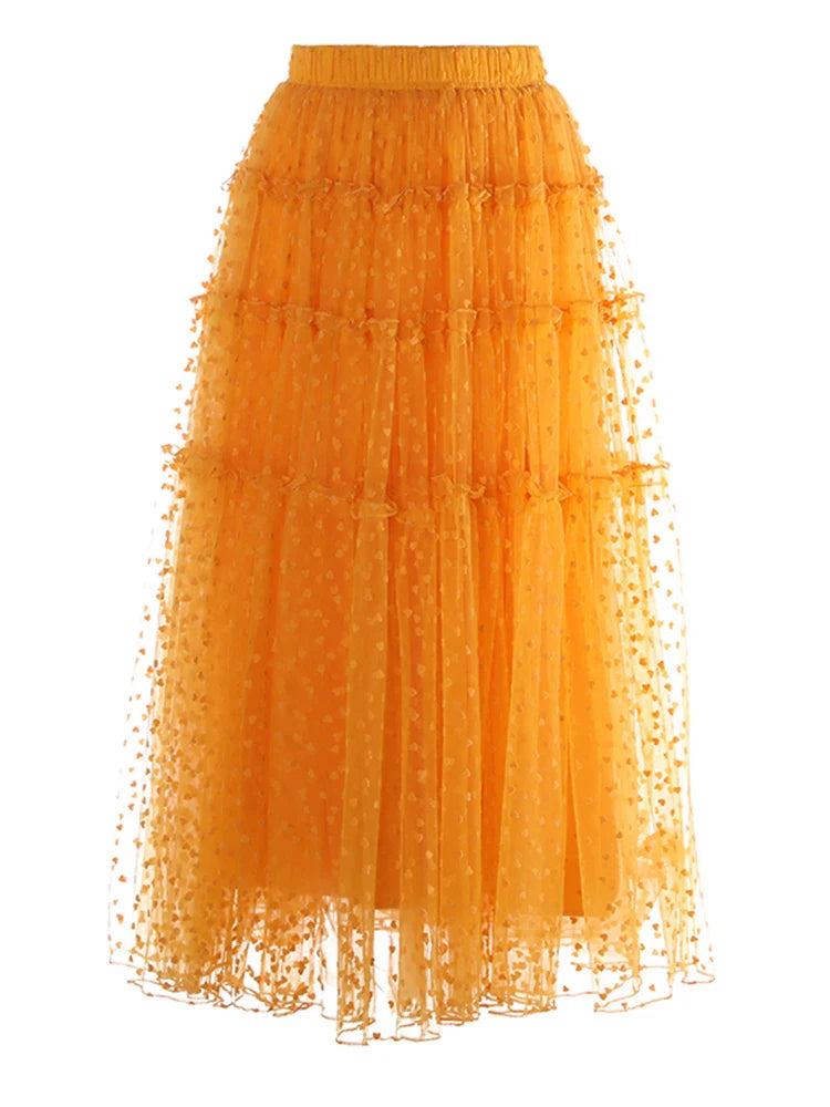 Swiss Dot Romantic Midi Skirt