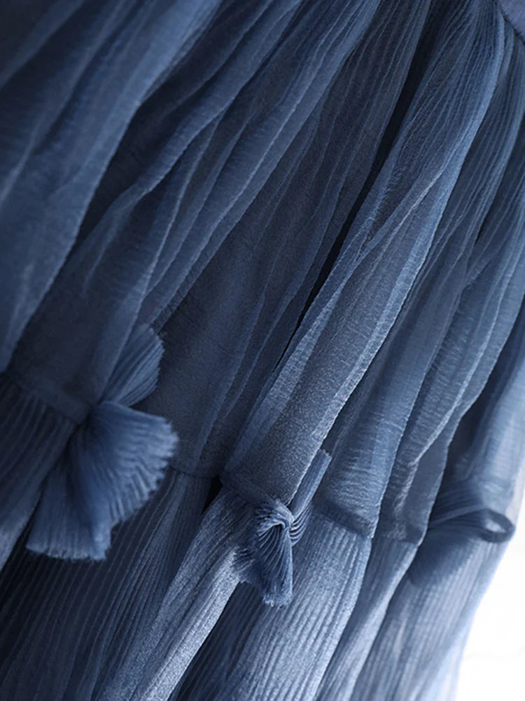 Luxe Pleated Tulle Midi Skirt