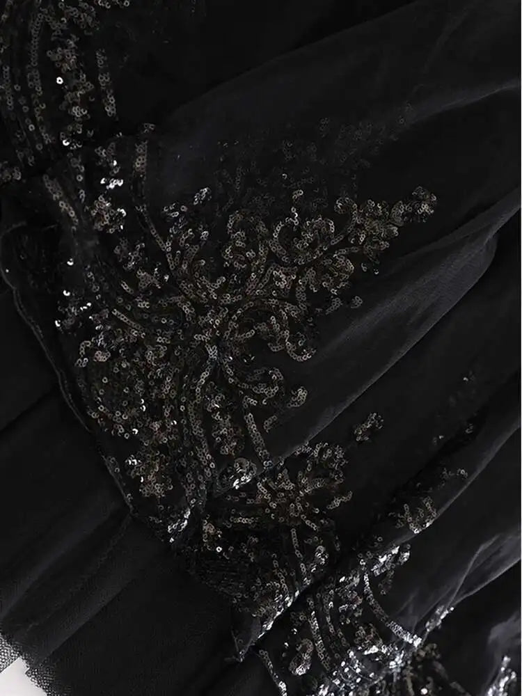 Tulle Sequin Midi Pull-On Skirt