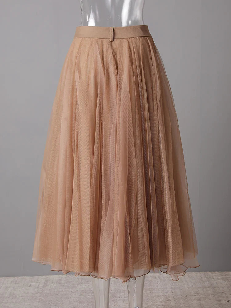 Luxury Tulle Mesh Buckle Skirt
