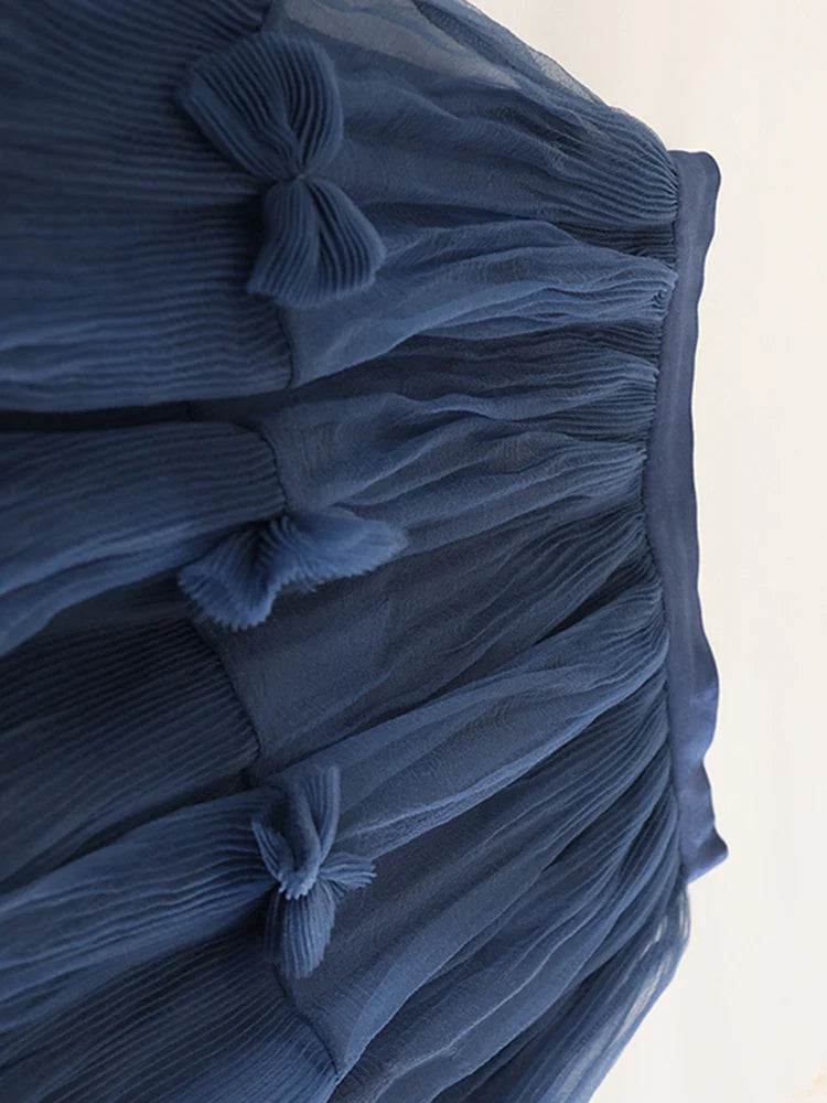 Luxe Pleated Tulle Midi Skirt