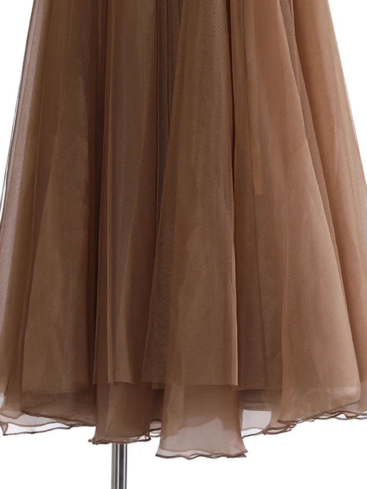 Luxury Tulle Mesh Buckle Skirt