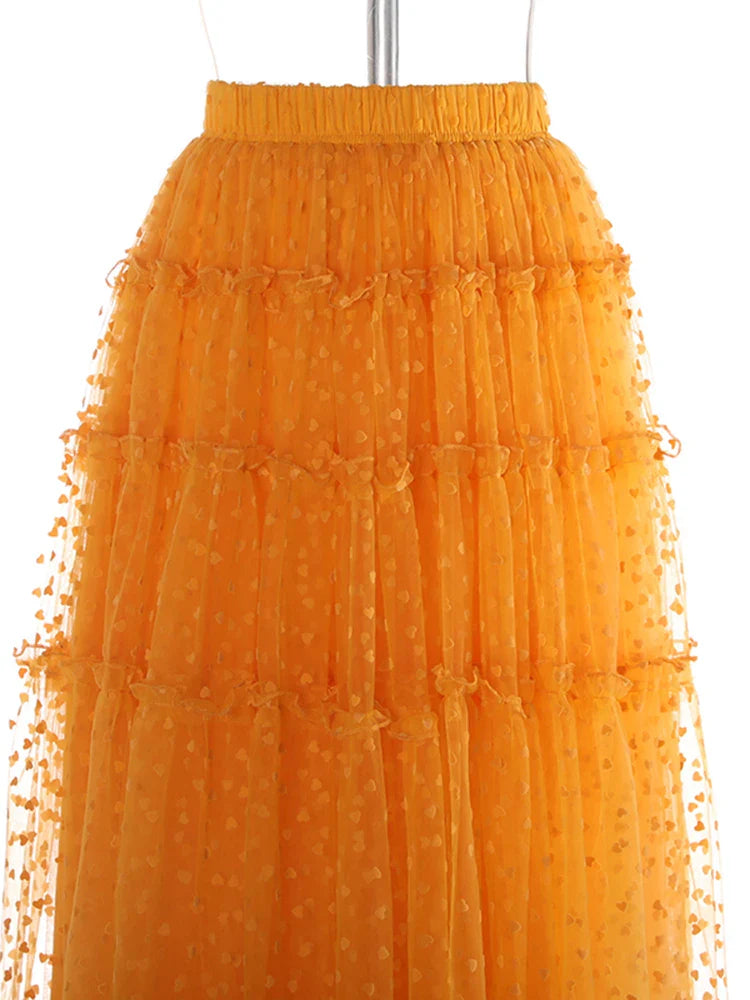 Swiss Dot Romantic Midi Skirt