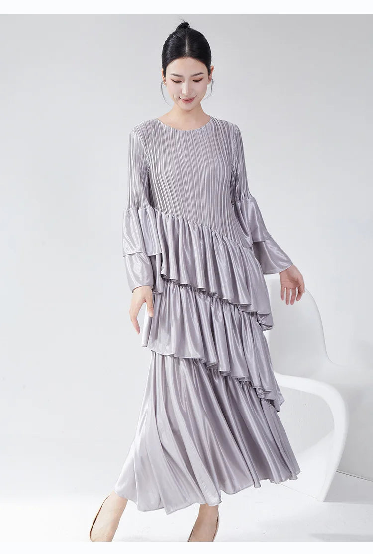 Truly Plissé Ruffle Sleeve Dress