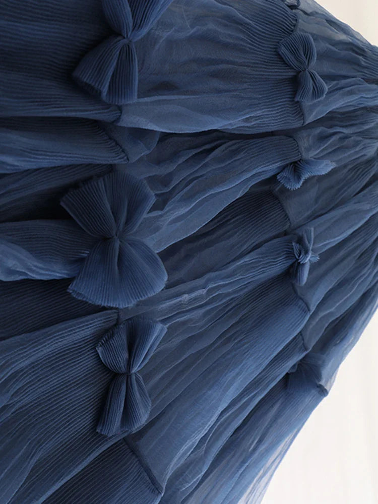 Luxe Pleated Tulle Midi Skirt