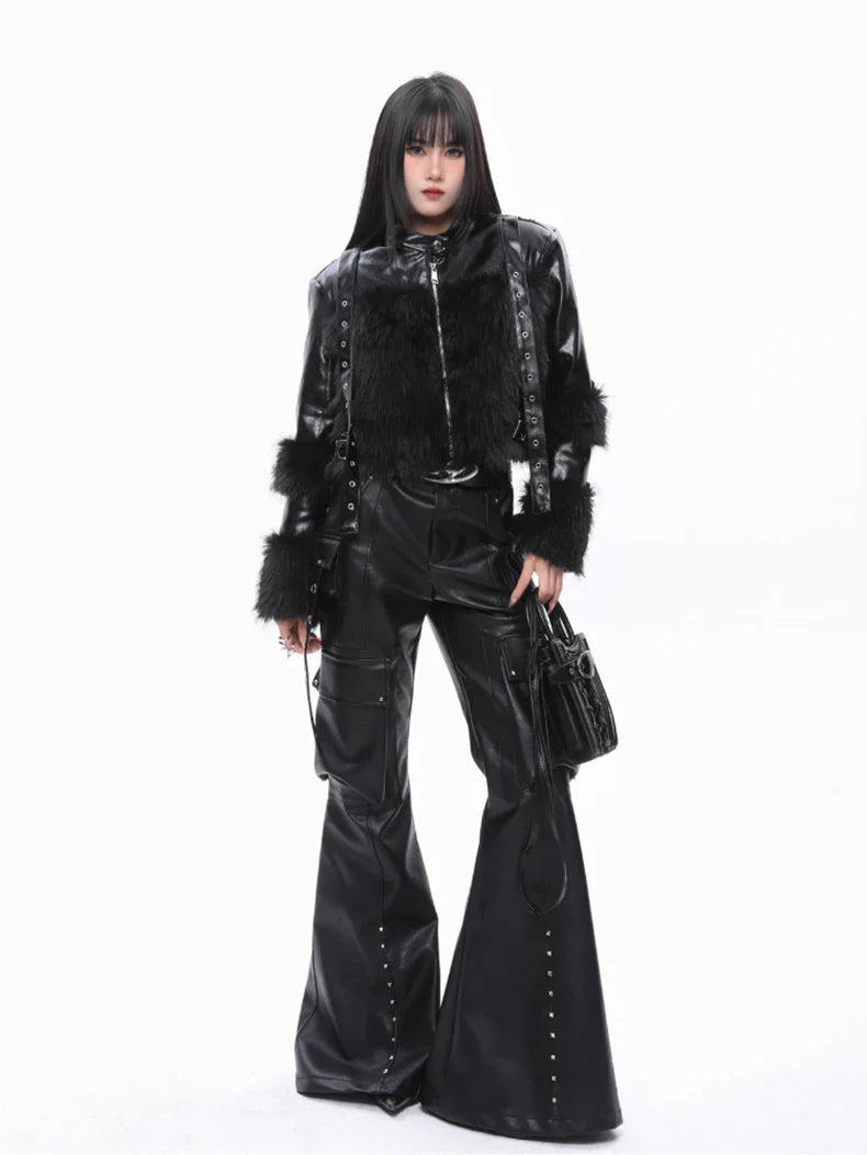 Luxe Vegan Leather Wide-Leg Trousers