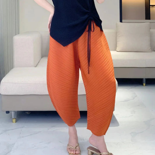 Plissé Pleated Palazzo Pants