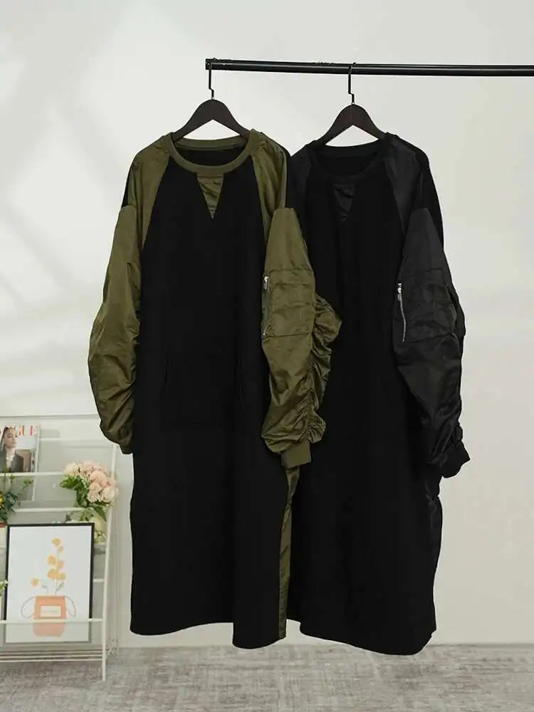 Oversized Bomber Sleeve Dress