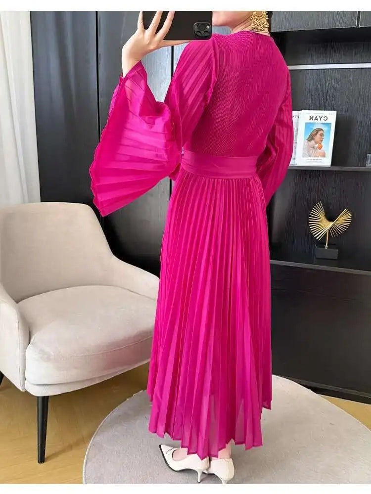 Luxe Plissé Pleated Midi Dress