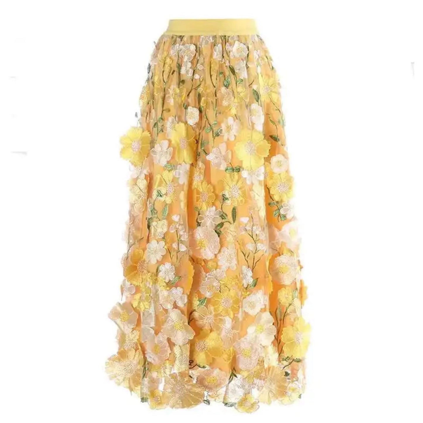 Luxe Floral Pull-On Midi Skirt