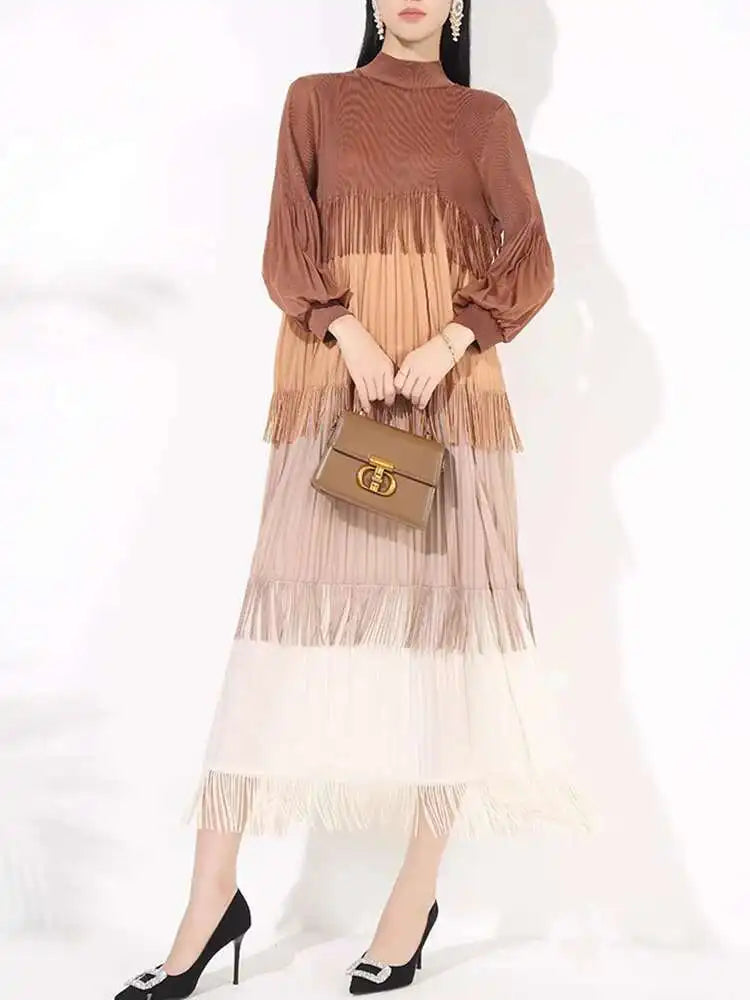 Luxury Pleated Fringe Dress