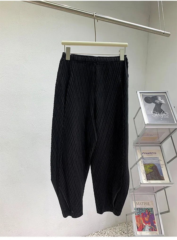Japanese Pleated Trousers - Pull-On, Modern Cropped