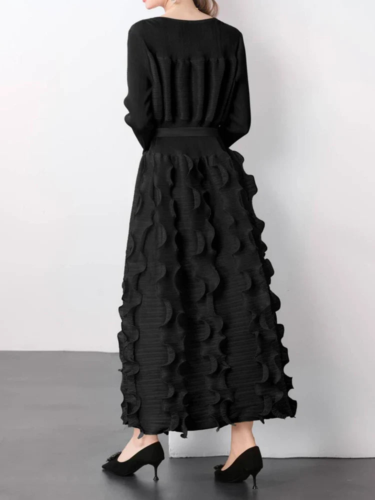Chic Plissé Pleated Midi Dress
