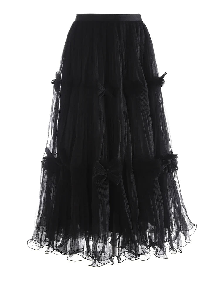 Luxe Pleated Tulle Midi Skirt