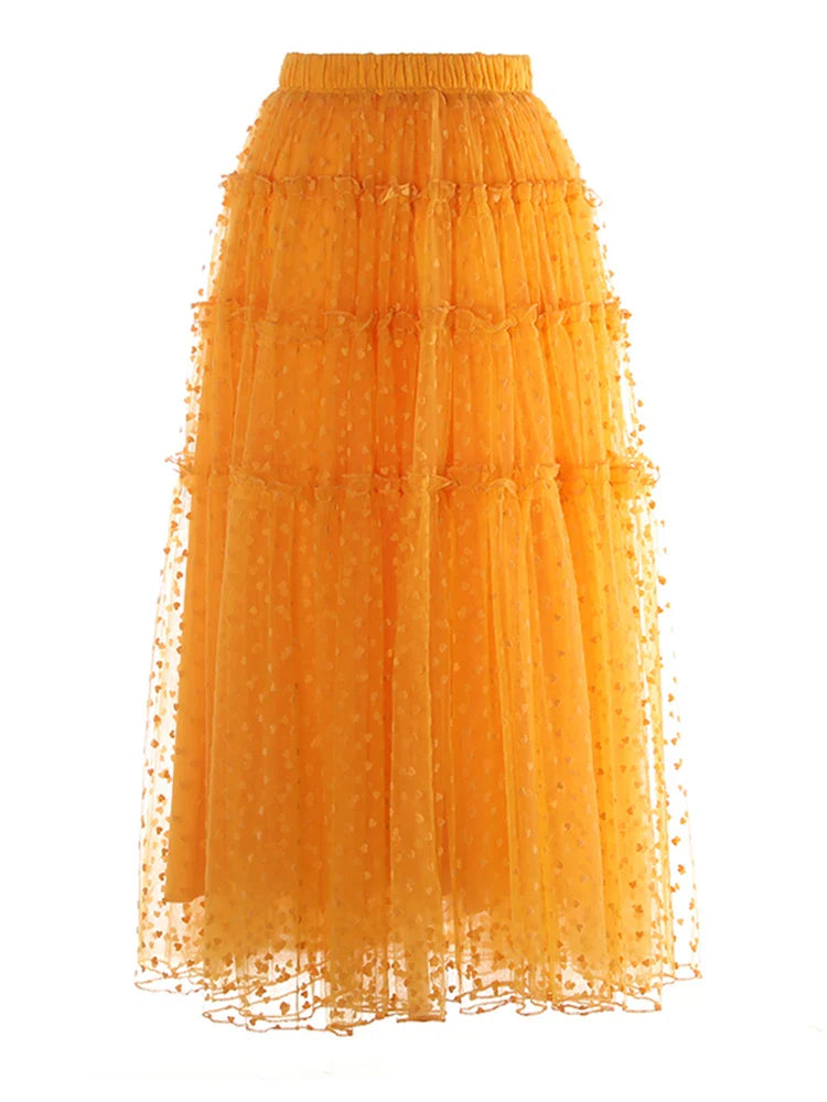 Swiss Dot Romantic Midi Skirt