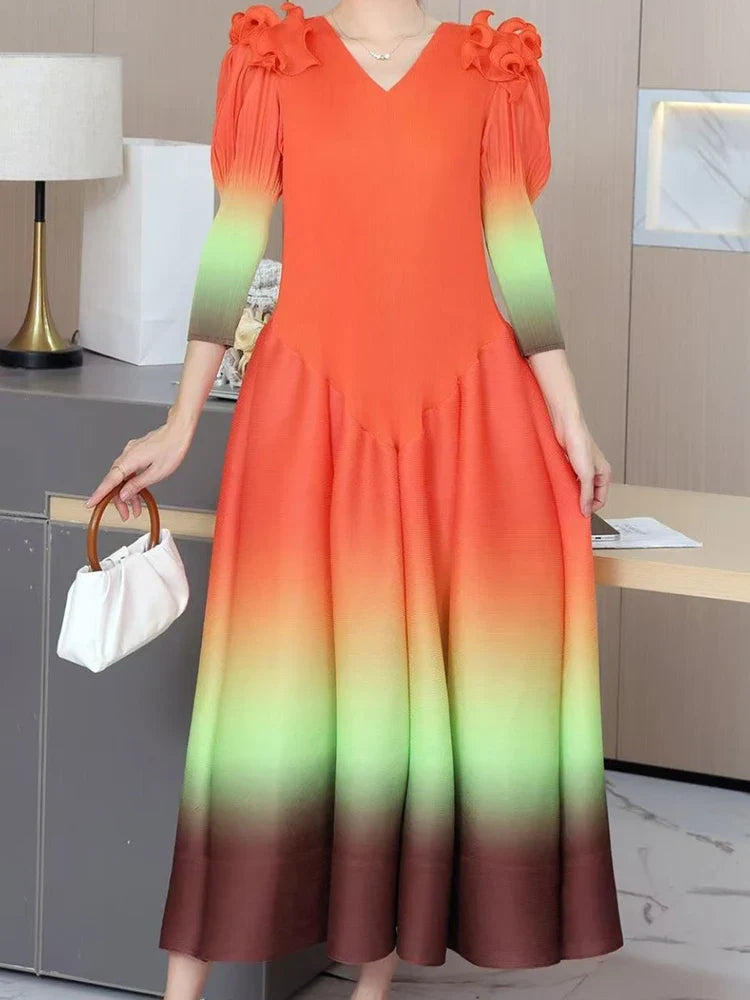 Luxury Ombre Pleated Dress
