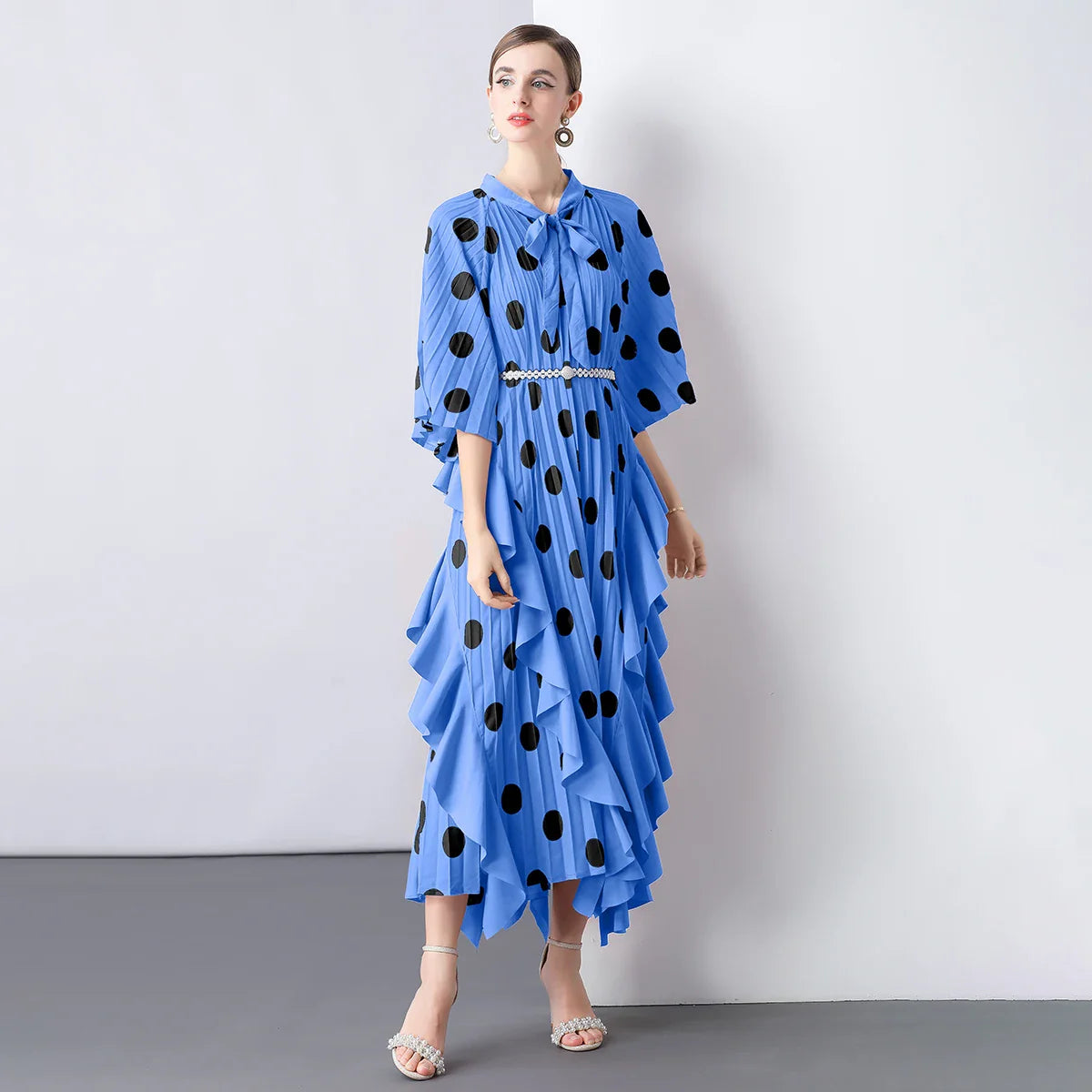 Everyday Plissé Polka Dot Dress