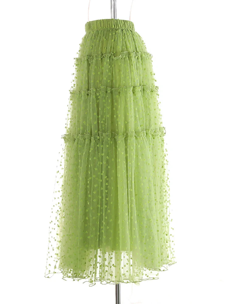 Swiss Dot Romantic Midi Skirt