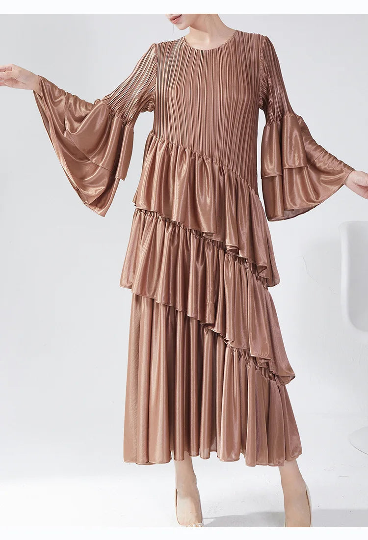 Truly Plissé Ruffle Sleeve Dress