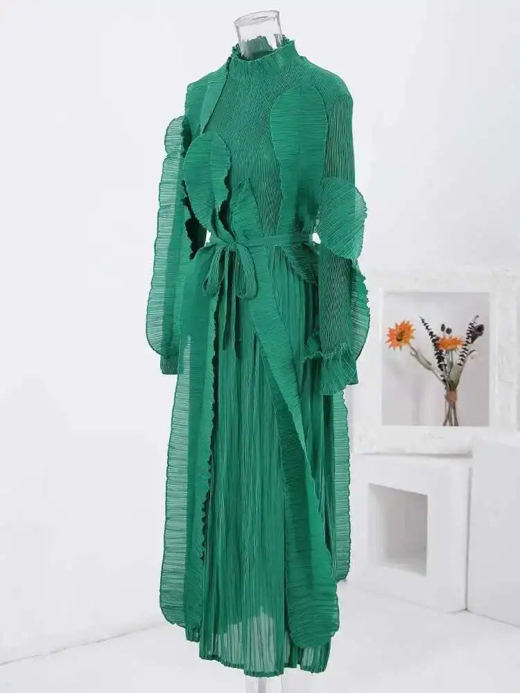 Unique Pleated Ruffle Dress