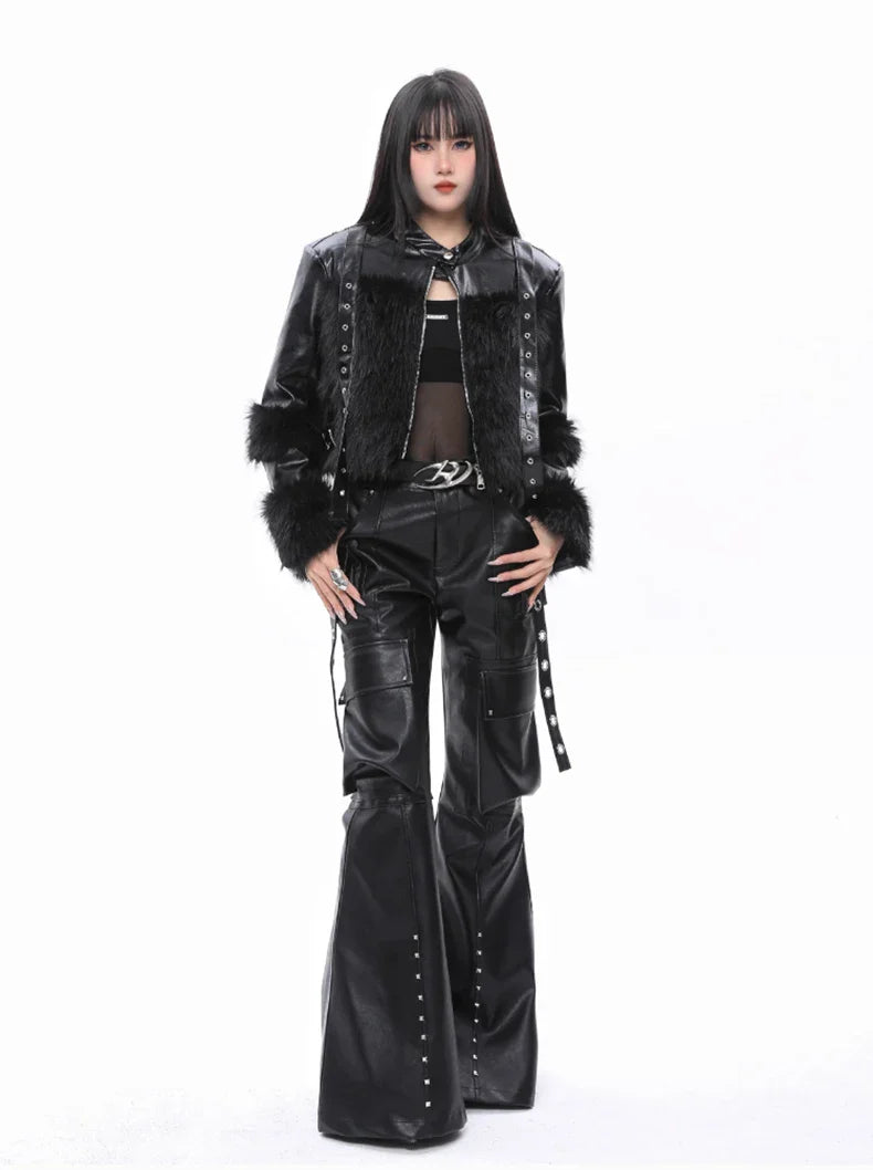 Luxe Vegan Leather Wide-Leg Trousers