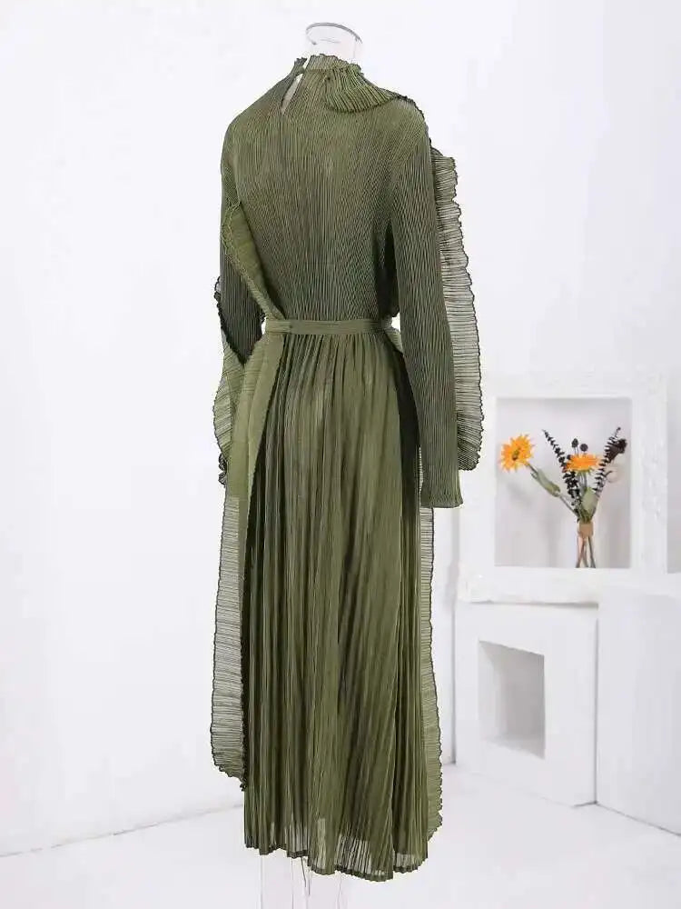 Unique Pleated Ruffle Dress