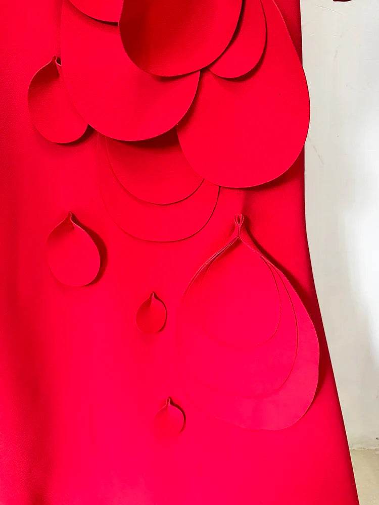 Couture Ruffled Rosette Maxi Dress