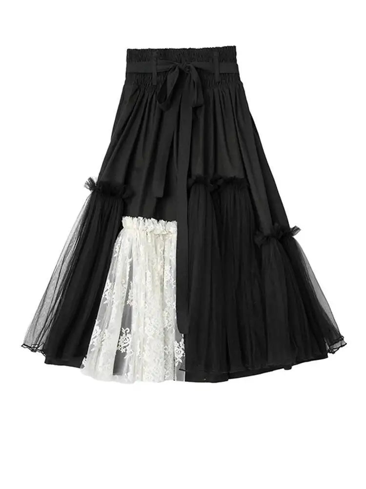 Elegant Lace Pull-On Tulle Skirt