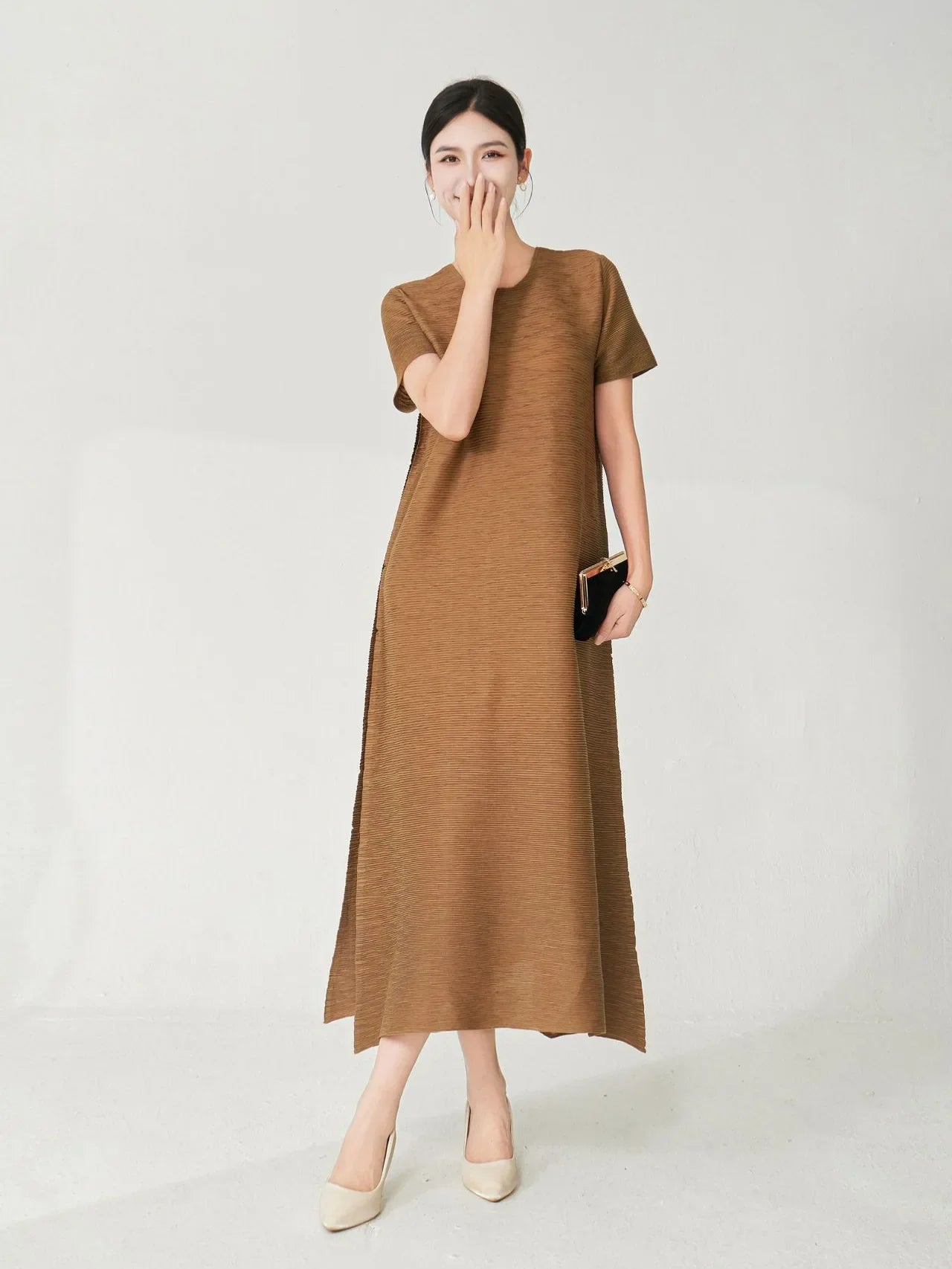 Couture Plissé Japanese Midi Dress