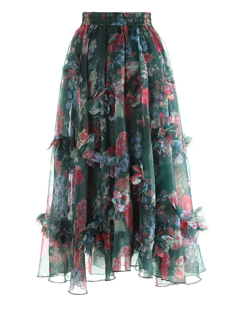 Floral Appliqué Pull-On Skirt