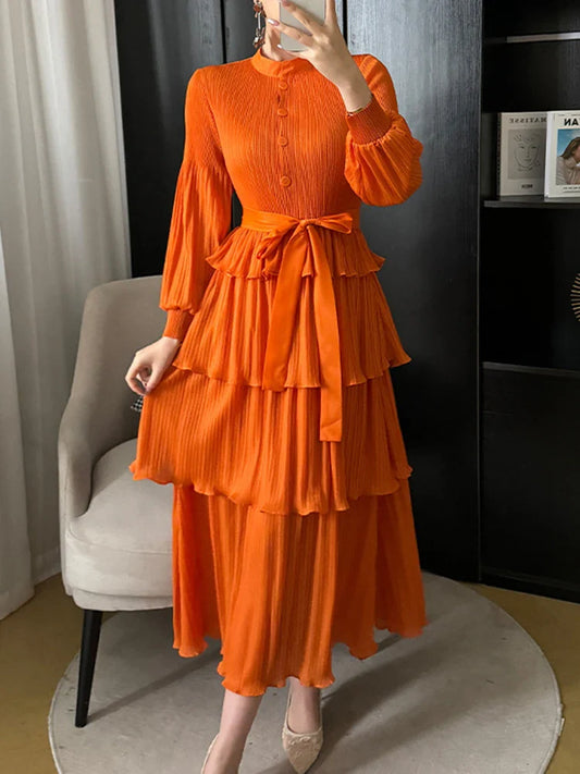 Women's Giselle Pleated Long Sleeve Dress