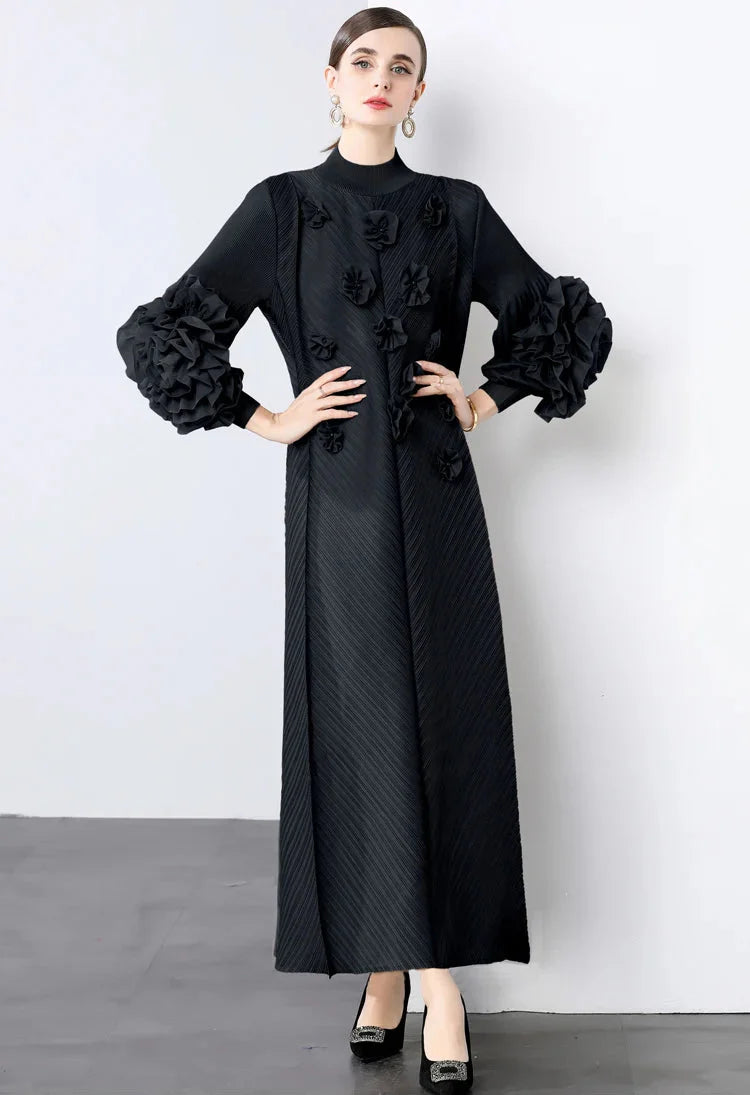 Luxury Pleats Floral Formal Dress