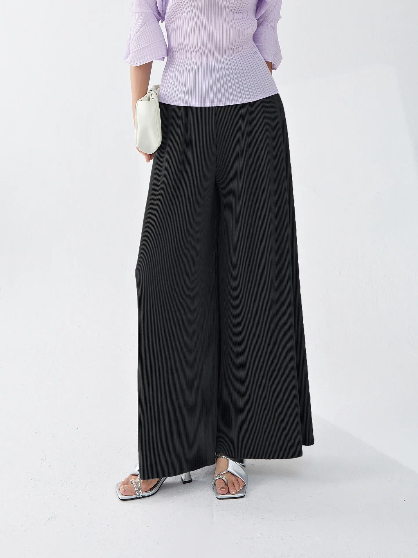 Luxury Plisse Wide-Leg Trousers